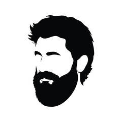 Graphic Silhouette of a Man with a Full Beard and Stylish Hair