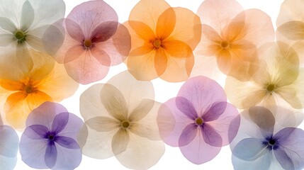 Delicate floral arrangement of translucent blossoms.