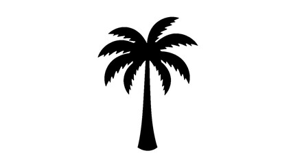 Obraz premium Black palm tree silhouette vector, an isolated tropical icon for summer and vacation branding.