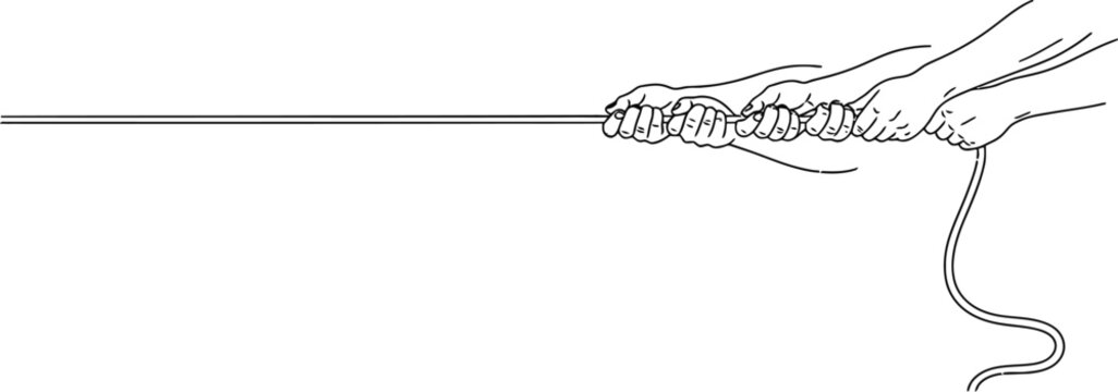 Hands pulling rope illustration drawing vector line art design