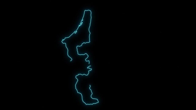 United Arab Emirates Ras Al Khaimah Abstract Futuristic Concept Neon Outline Map Animation 4k