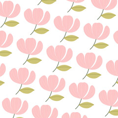 seamless pattern with pink flowers