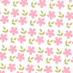 seamless pattern with pink flowers