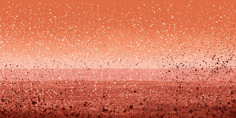 Abstract orange background with flying small particles and dust cloud effect