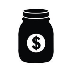 Icon image of a glass jar filled with the symbol of money