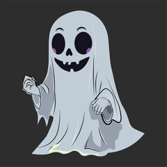 Happy Ghost Halloween Illustration for Kids
