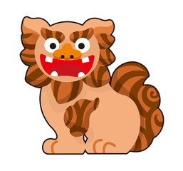 口を開けている　厄除け　沖縄の伝統　シーサー　イラスト