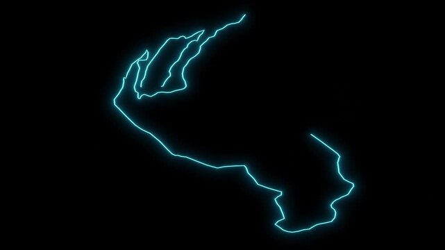 United Arab Emirates Umm Al Quwain Abstract Futuristic Concept Neon Outline Map Animation 4k