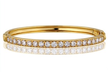 Gold bangle bracelet with pave diamonds
