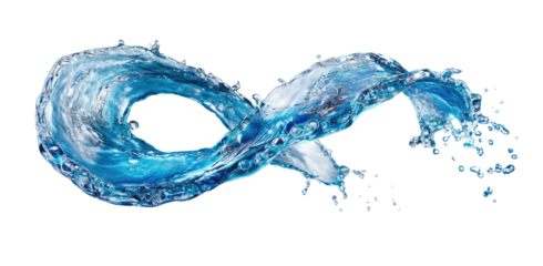 Abstract infinity symbol formed by dynamic water splashes