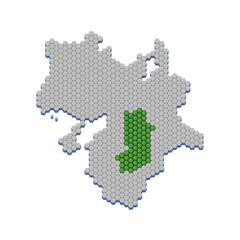 ハニカム構造状の奈良県の地図