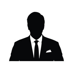 Silhouette of a man in a suit and tie against a white background