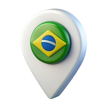 3d brazil location pin isolated on transparent background