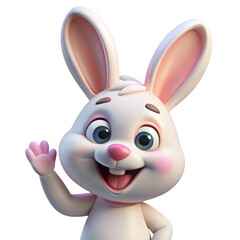 Fototapeta premium 3d cartoon easter bunny waving isolated on transparent background