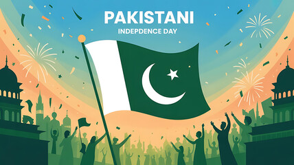 Pakistan national flag hide in beautiful clouds. Pakistan national flag for independence day, 14Th of august happy pakistan independence day. Vector template , Generative Ai