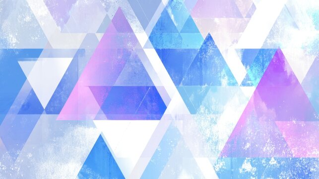 Geometric abstraction of overlapping transparent triangles in cool tones