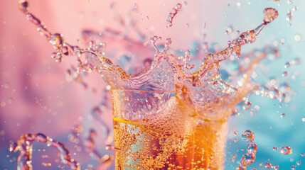 Dynamic splash of liquid in vibrant colors