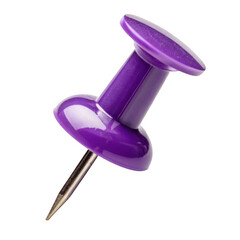 3d purple pushpin isolated on transparent background