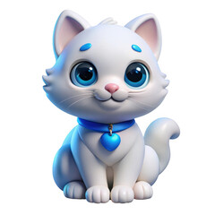 Fototapeta premium 3d adorable white kitten with blue eyes isolated on transparent background