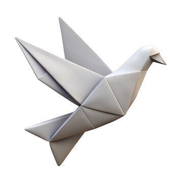 3d origami dove of peace isolated on transparent background