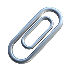 3d rendered metallic paperclip isolated on transparent background