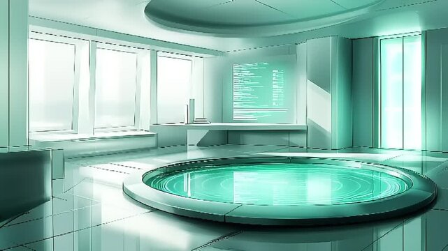 Futuristic interior design concept featuring pool technology and minimalist space