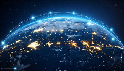Obraz premium Illuminated Earth with network connections