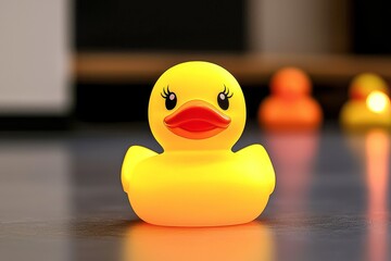 Adorable Yellow Rubber Duck Toy Resting on the Floor