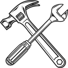wrench and screwdriver vector