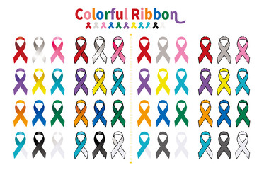 色々なカラーの啓発リボン
