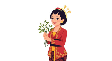 Javanese Traditional Wedding Bride Vector Illustration

