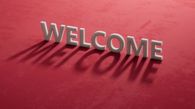 welcome on shadow of 3d charcaters. Business. Strategy.close up of shadow of 3d charcaters,Business Concept.3D rendering on red background.
