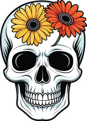 Aesthetic Skull with floral Accent