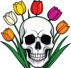 Aesthetic Skull with floral Accent