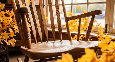 autumn leaves on a chair