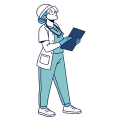 Female healthcare professional with clipboard and stethoscope medical woman