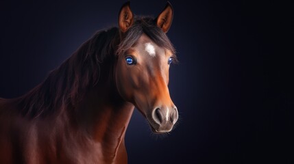 Fototapeta premium Close-up portrait capturing the deep, expressive eye of an Arabian Laurel horse, showcasing its glossy coat and elegant features with sharp detail and natural lighting.