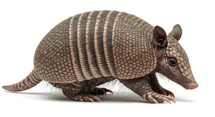 Ninebanded Armadillo Detailed Closeup Profile View.