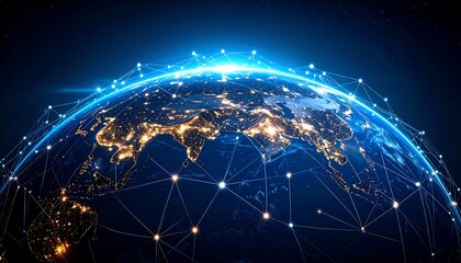 Illuminated globe with network connections