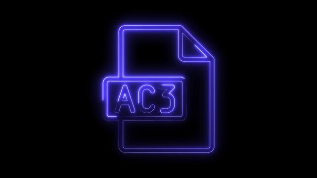 Glowing neon A C3 audio file format icon isolated on black background futuristic digital technology symbol
