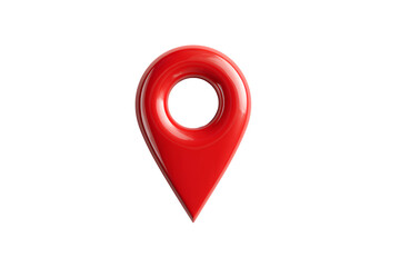  Classic Red Map Pin Marker with Glossy Surface and Drop Shadow Front View Isolated on Transparent Background PNG