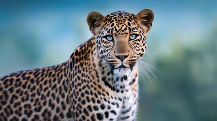 Powerful close-up of a leopard face, eyes blazing with intensity and alertness, emphasizing the raw beauty and strength of this elusive big cat.