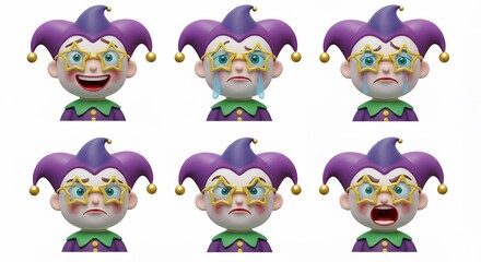 Jester figures collection assorted expressions