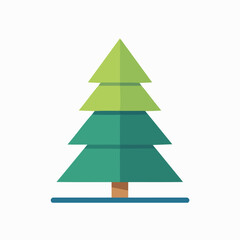 Fototapeta premium Green Pine Tree Flat Design Icon - AI Generated