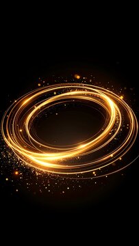 Golden swirling ring on black background