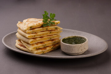 Traditional Afghan Bolani is Flatbread Stuffed With Potatoes and Green Onion. 