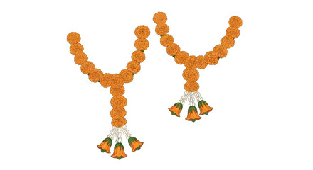 Intricate floral garlands crafted from vibrant marigolds for festive adornment and decoration