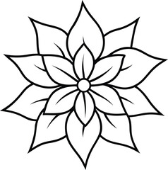 Elegant poinsettia flower line art vector illustration