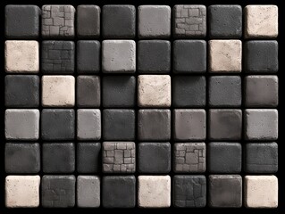石タイルが整列したモノトーンのテクスチャ背景