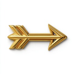 Golden arrow symbol pointing right isolated on white background